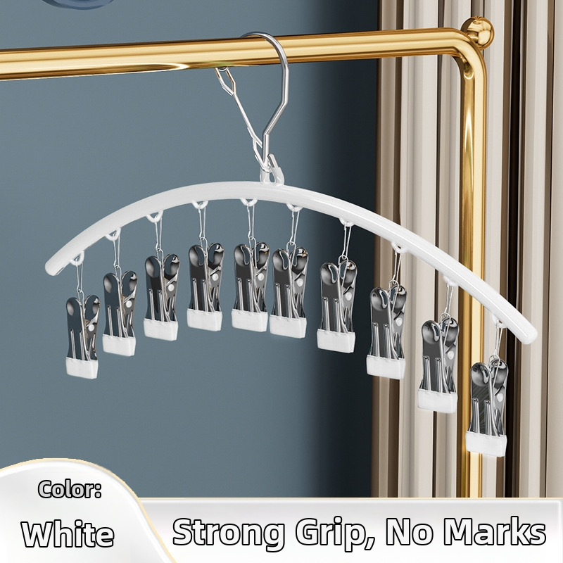 Ατσάλινο ράφι κλιπ στέγνωσης μπαλκονιού με 10 κλιπ – μη διπλόμενο, για εσώρουχα, κάλτσες και γραβάτες; 100 τεμάχια ανά κουτί