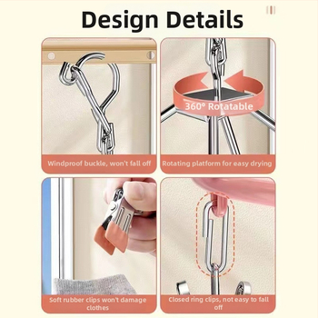 Кръгъл сушач за чорапи от неръждаема стомана, 24 клипа, сгъваем, за домашна употреба