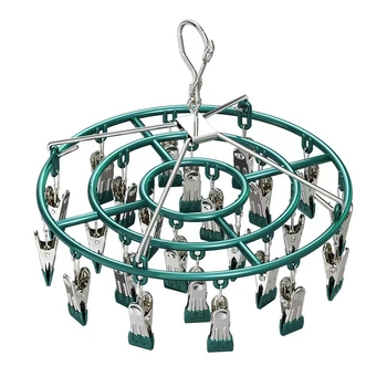 Кръгъл сушач за чорапи от неръждаема стомана, 24 клипа, сгъваем, за домашна употреба