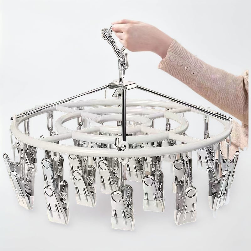 Кръгъл сушач за чорапи от неръждаема стомана, 24 клипа, сгъваем, за домашна употреба
