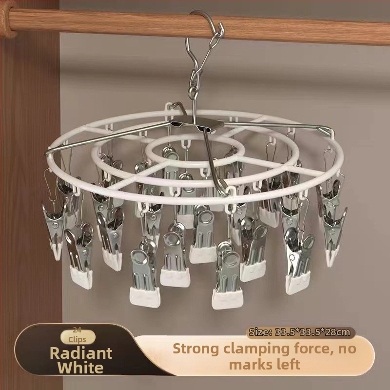 Кръгъл сушач за чорапи от неръждаема стомана, 24 клипа, сгъваем, за домашна употреба