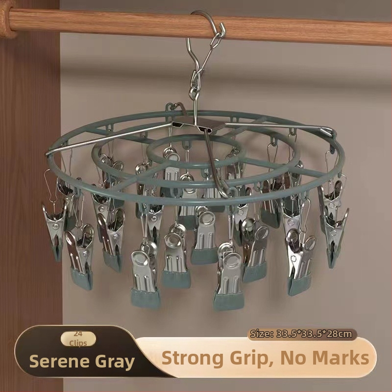 Кръгъл сушач за чорапи от неръждаема стомана, 24 клипа, сгъваем, за домашна употреба