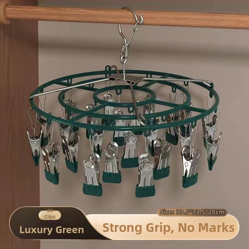 Кръгъл сушач за чорапи от неръждаема стомана, 24 клипа, сгъваем, за домашна употреба