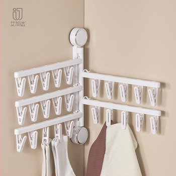 Egarda Κλιπ στέγνωσης με βεντούζα – τοίχος, αναδιπλόμενο, 20 πλαστικά κλιπ, για εσώρουχα, κάλτσες, πουκάμισα