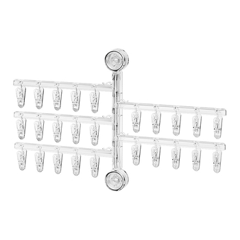 Egarda Κλιπ στέγνωσης με βεντούζα – τοίχος, αναδιπλόμενο, 20 πλαστικά κλιπ, για εσώρουχα, κάλτσες, πουκάμισα