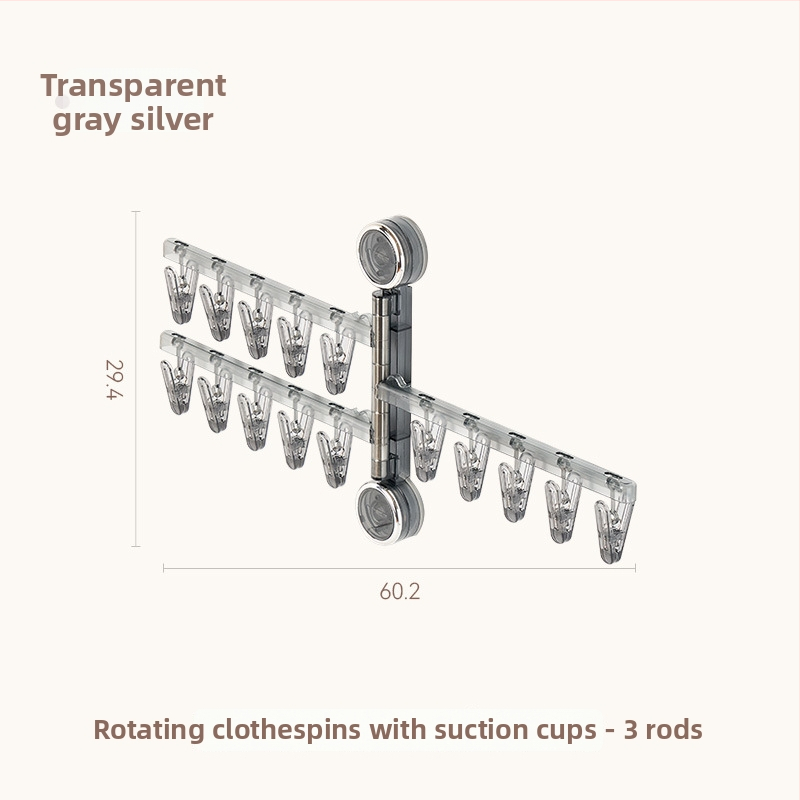 Egarda Κλιπ στέγνωσης με βεντούζα – τοίχος, αναδιπλόμενο, 20 πλαστικά κλιπ, για εσώρουχα, κάλτσες, πουκάμισα