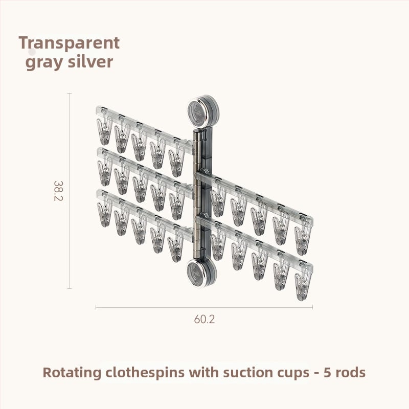 Egarda Κλιπ στέγνωσης με βεντούζα – τοίχος, αναδιπλόμενο, 20 πλαστικά κλιπ, για εσώρουχα, κάλτσες, πουκάμισα