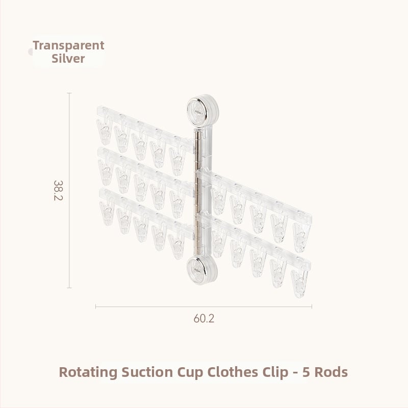 Egarda Κλιπ στέγνωσης με βεντούζα – τοίχος, αναδιπλόμενο, 20 πλαστικά κλιπ, για εσώρουχα, κάλτσες, πουκάμισα