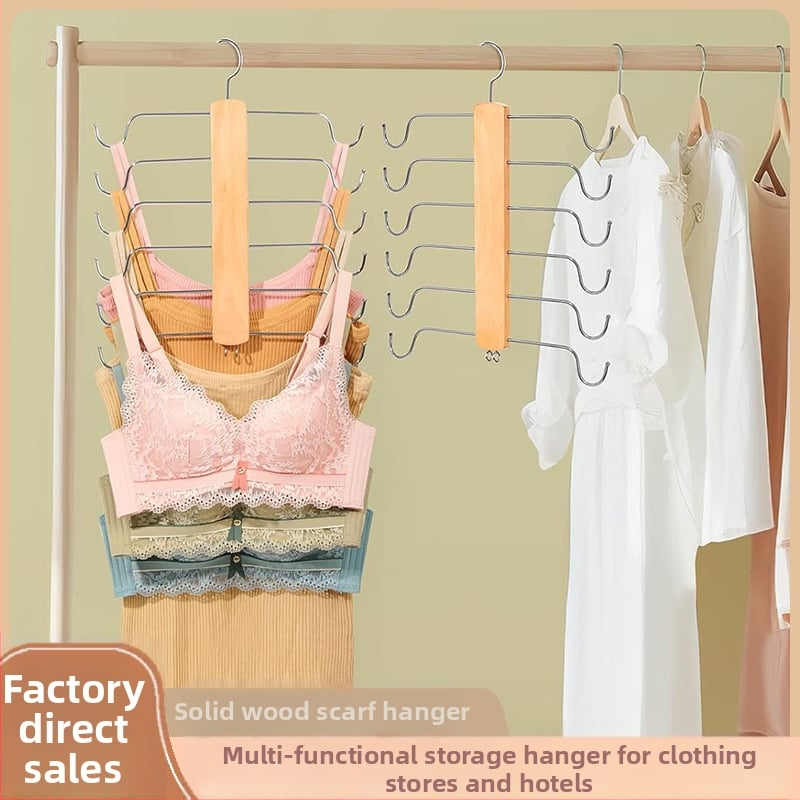Дървен многофункционален държач за облекло с дискретна закачалка за бельо и рокли — Xinchen, модерен минималистичен стил; подходящ за закачалки за дрехи, държачи за панталони и държачи за вратовръзки