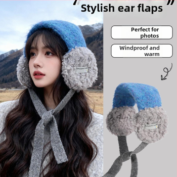 Κορεατικού στυλ plush Lace-Up earmuffs για γυναίκες και άνδρες – πλεκτές κουκούλες για τα αυτιά, ζεστασιά το χειμώνα
