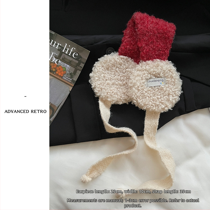 Κορεατικού στυλ plush Lace-Up earmuffs για γυναίκες και άνδρες – πλεκτές κουκούλες για τα αυτιά, ζεστασιά το χειμώνα