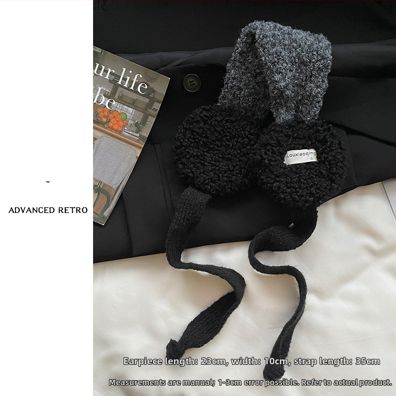 Κορεατικού στυλ plush Lace-Up earmuffs για γυναίκες και άνδρες – πλεκτές κουκούλες για τα αυτιά, ζεστασιά το χειμώνα