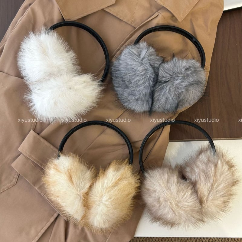 Ακουστικά αυτιών με συνθετική γούνα αλεπούς, μονόχρωμος σχεδιασμός, αντιανεμικά, διατηρούν τη ζεστασιά, Unisex