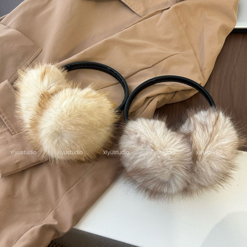 Ακουστικά αυτιών με συνθετική γούνα αλεπούς, μονόχρωμος σχεδιασμός, αντιανεμικά, διατηρούν τη ζεστασιά, Unisex