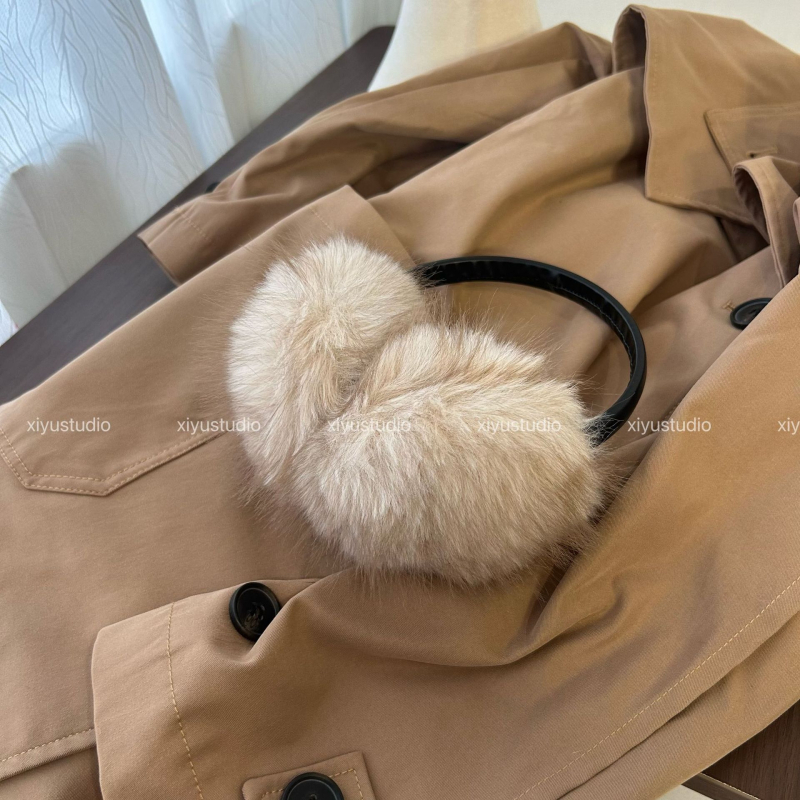 Ακουστικά αυτιών με συνθετική γούνα αλεπούς, μονόχρωμος σχεδιασμός, αντιανεμικά, διατηρούν τη ζεστασιά, Unisex