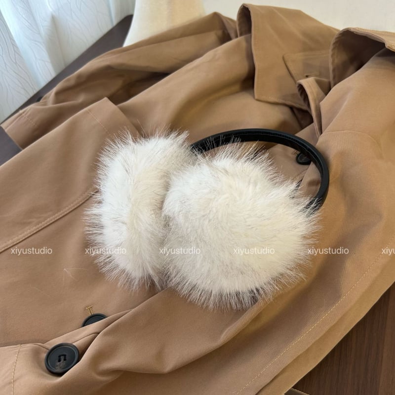 Ακουστικά αυτιών με συνθετική γούνα αλεπούς, μονόχρωμος σχεδιασμός, αντιανεμικά, διατηρούν τη ζεστασιά, Unisex