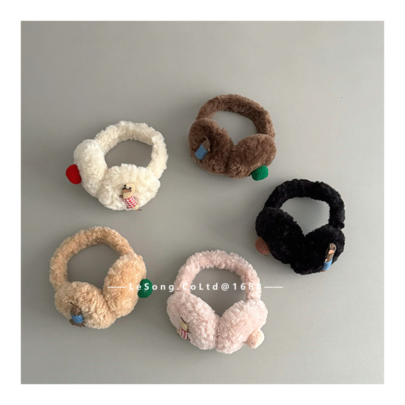 Detské zimné návleky na uši z plyšu, s motívom dachshunda, unisex, vetruodolné a skladné, na vonkajšie použitie, udržiavaju teplo