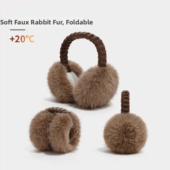 Zimné earmuffs z umelej zajacej srsti, vetruodolné, skladateľné, unisex