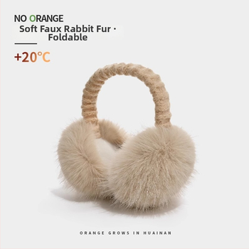 Zimné earmuffs z umelej zajacej srsti, vetruodolné, skladateľné, unisex