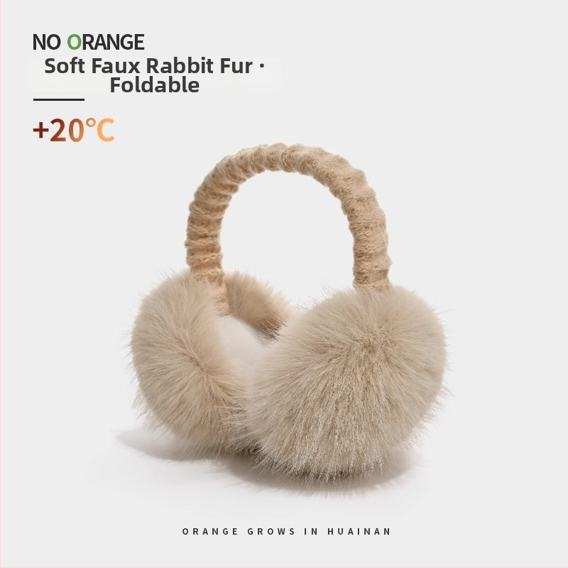 Zimné earmuffs z umelej zajacej srsti, vetruodolné, skladateľné, unisex