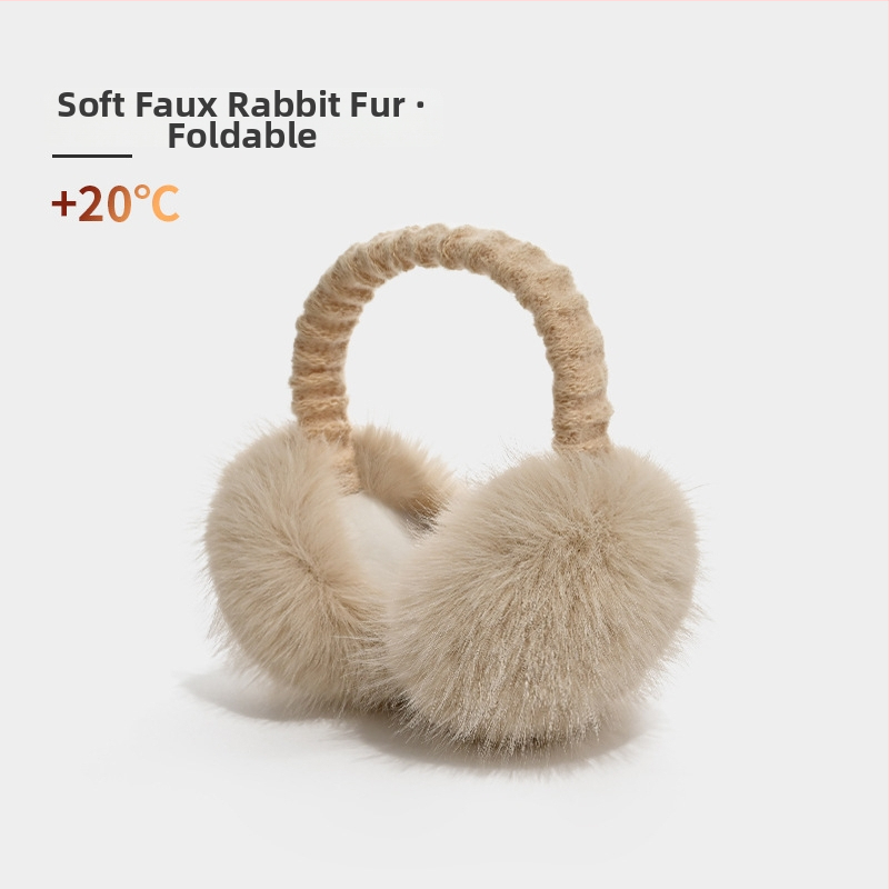 Zimné earmuffs z umelej zajacej srsti, vetruodolné, skladateľné, unisex