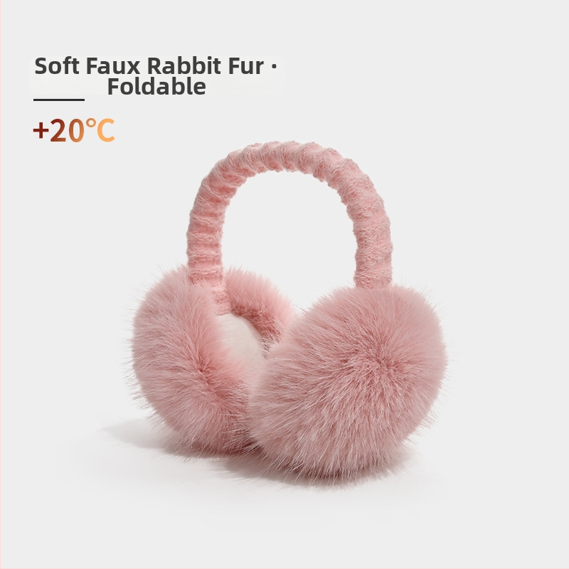 Zimné earmuffs z umelej zajacej srsti, vetruodolné, skladateľné, unisex