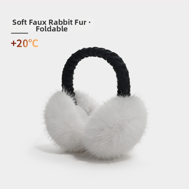 Zimné earmuffs z umelej zajacej srsti, vetruodolné, skladateľné, unisex