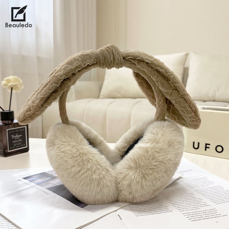Unisex Θερμαντικά αυτιών με φιόγκο, αναδιπλούμενα – Χειμερινά (Υλικό: plush; Λειτουργίες: Προστασία αυτιών, θέρμανση, φορητότητα; Στυλ: βασικό, ιαπωνικό και κορεάτικο γλυκό στυλ; Σεζόν: Χειμώνας)
