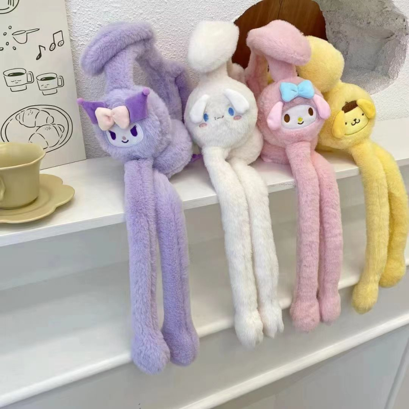 YuYu protecții pentru urechi din pluș pentru copii, cu urechi mobile, stil desen animat, iarnă