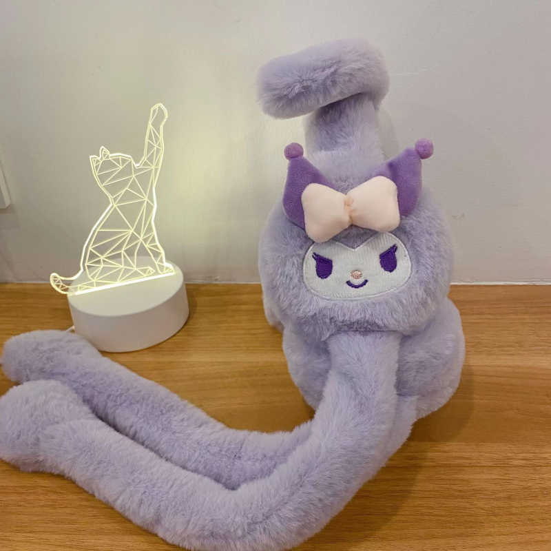 YuYu protecții pentru urechi din pluș pentru copii, cu urechi mobile, stil desen animat, iarnă