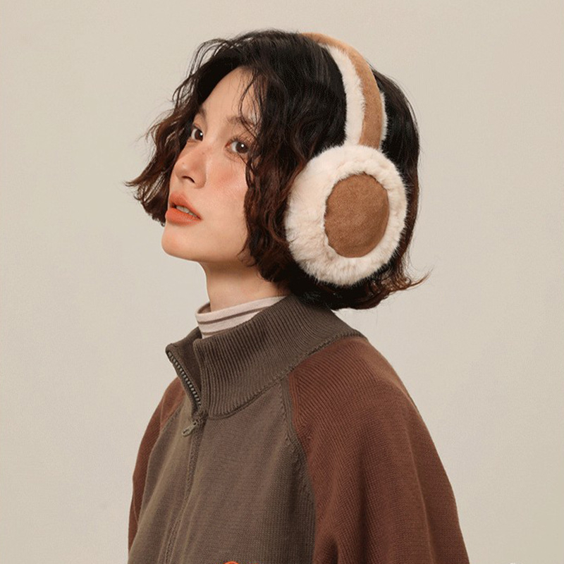 Γούνινα ακουστικά-παλτά σε στυλ ακουστικών, Unisex ενήλικες, σχεδιασμός σε χρωματική απόχρωση, θέρμανση χειμώνα/φθινοπώρου