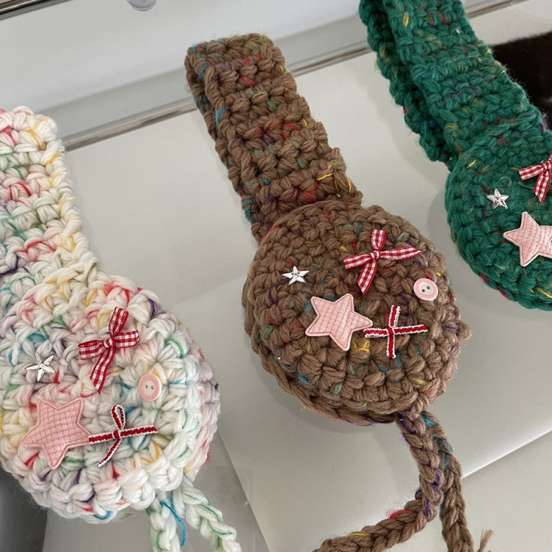 Ženski pleteni štitnici za uši, zima, akrilna/sintetička vuna, osnovni stil, karikatura uzorak