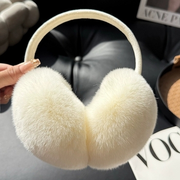 Ušné náušníky z kožušiny zajačieho srsti pre ženy, zimné, vetruodolné, roztiahnuteľné, plyš