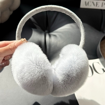 Ušné náušníky z kožušiny zajačieho srsti pre ženy, zimné, vetruodolné, roztiahnuteľné, plyš