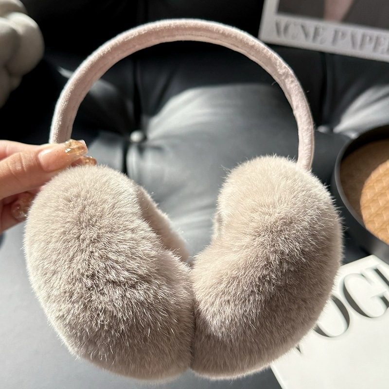 Ušné náušníky z kožušiny zajačieho srsti pre ženy, zimné, vetruodolné, roztiahnuteľné, plyš