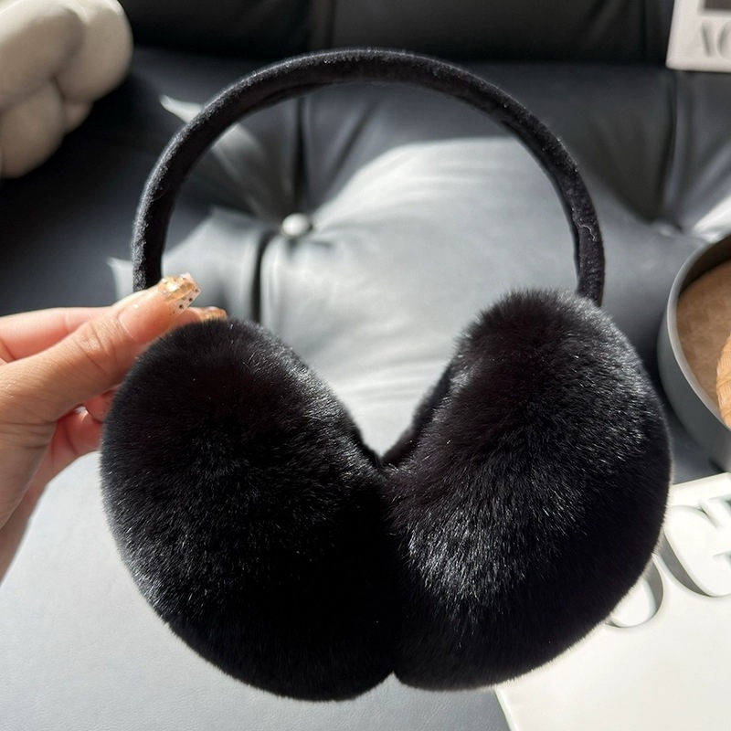Ušné náušníky z kožušiny zajačieho srsti pre ženy, zimné, vetruodolné, roztiahnuteľné, plyš