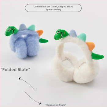 Παιδικά προστατευτικά για τα αυτιά από plush με σχέδιο δεινοσαύρου, για χειμώνα, αναδιπλόμενα, unisex
