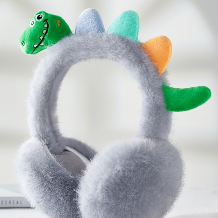 Παιδικά προστατευτικά για τα αυτιά από plush με σχέδιο δεινοσαύρου, για χειμώνα, αναδιπλόμενα, unisex