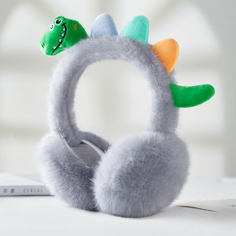 Παιδικά προστατευτικά για τα αυτιά από plush με σχέδιο δεινοσαύρου, για χειμώνα, αναδιπλόμενα, unisex