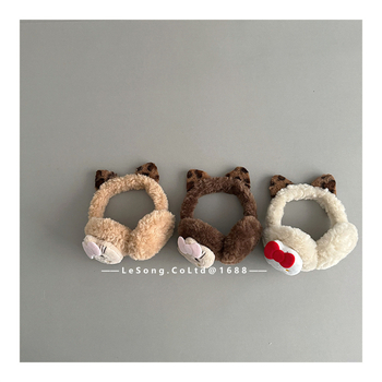 Παιδικά αφράτα προστατευτικά αυτιών με λεοπάρ σχέδιο – χειμερινή ζεστασιά, unisex, βαμβάκι, μεσαίο μήκος, μονοχρωματικό σχέδιο