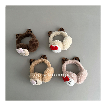 Παιδικά αφράτα προστατευτικά αυτιών με λεοπάρ σχέδιο – χειμερινή ζεστασιά, unisex, βαμβάκι, μεσαίο μήκος, μονοχρωματικό σχέδιο