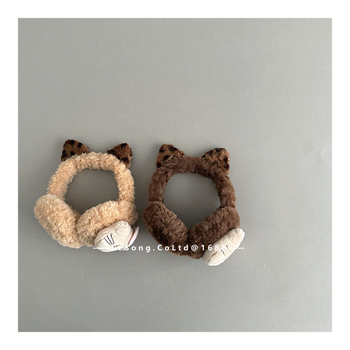 Παιδικά αφράτα προστατευτικά αυτιών με λεοπάρ σχέδιο – χειμερινή ζεστασιά, unisex, βαμβάκι, μεσαίο μήκος, μονοχρωματικό σχέδιο