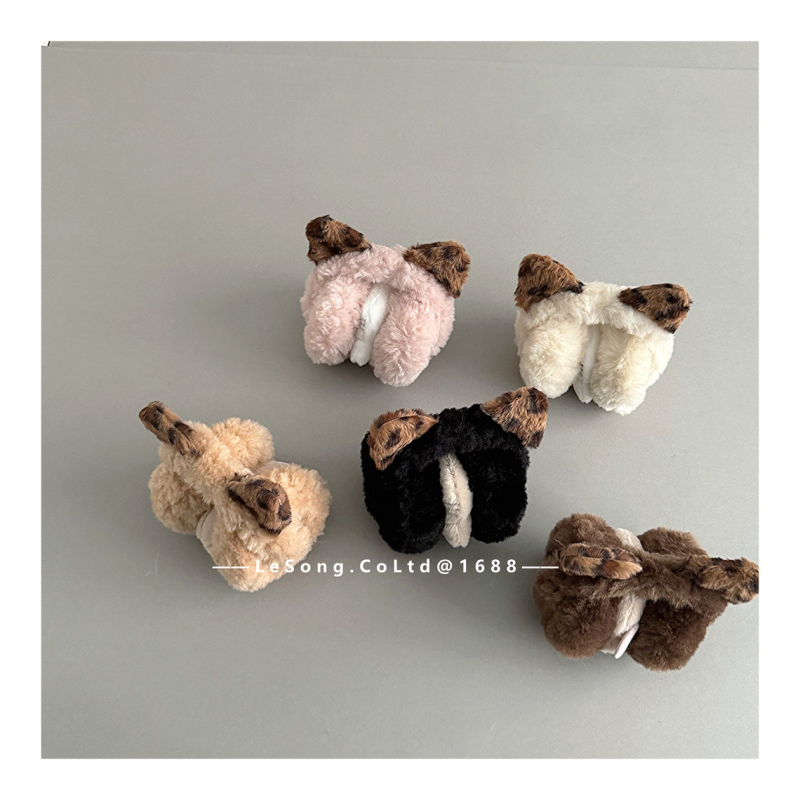 Παιδικά αφράτα προστατευτικά αυτιών με λεοπάρ σχέδιο – χειμερινή ζεστασιά, unisex, βαμβάκι, μεσαίο μήκος, μονοχρωματικό σχέδιο