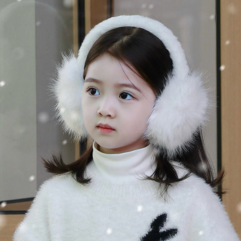 Dječji zaštitnici za uši, slatki i topli, umjetna lisica krzno, otporni na vjetar, sklopivi, poliester