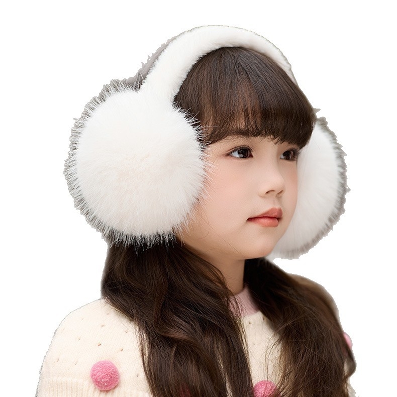 Dječji zaštitnici za uši, slatki i topli, umjetna lisica krzno, otporni na vjetar, sklopivi, poliester