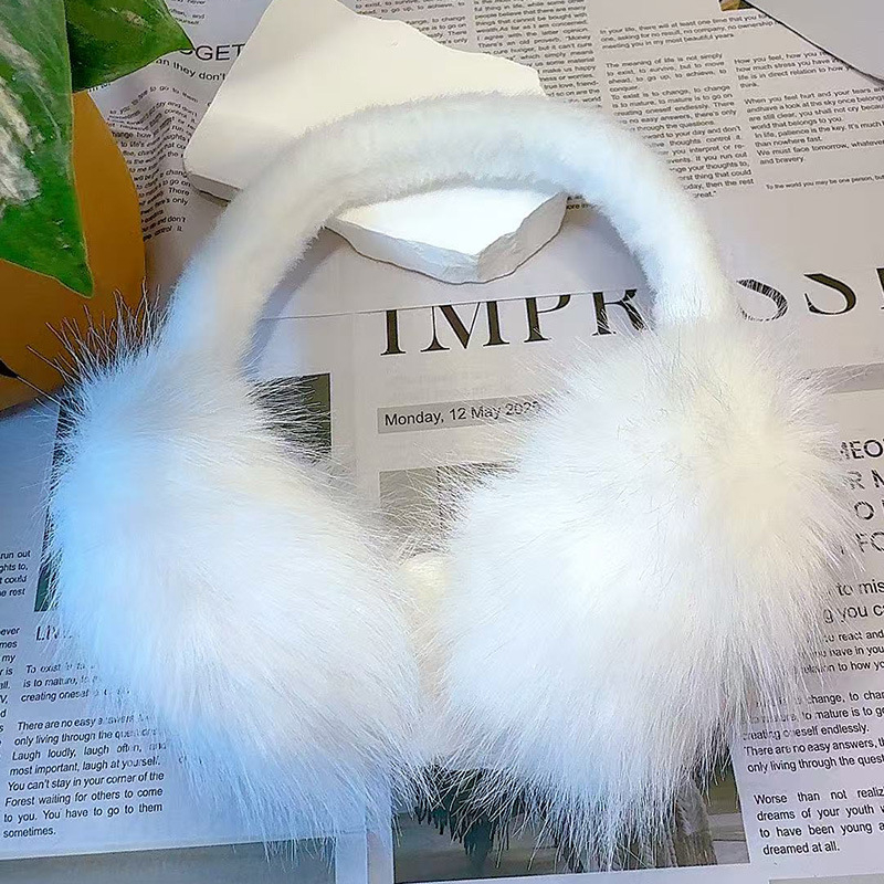 Dječji zaštitnici za uši, slatki i topli, umjetna lisica krzno, otporni na vjetar, sklopivi, poliester