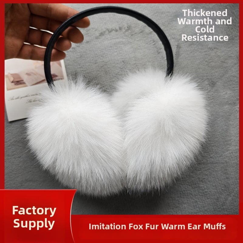 Προστατευτικά αυτιών από απομιμημένη γούνα αλεπούς, plush, ζεστά και ανθεκτικά στον άνεμο, unisex ενήλικες, κατάλληλα για χειμώνα