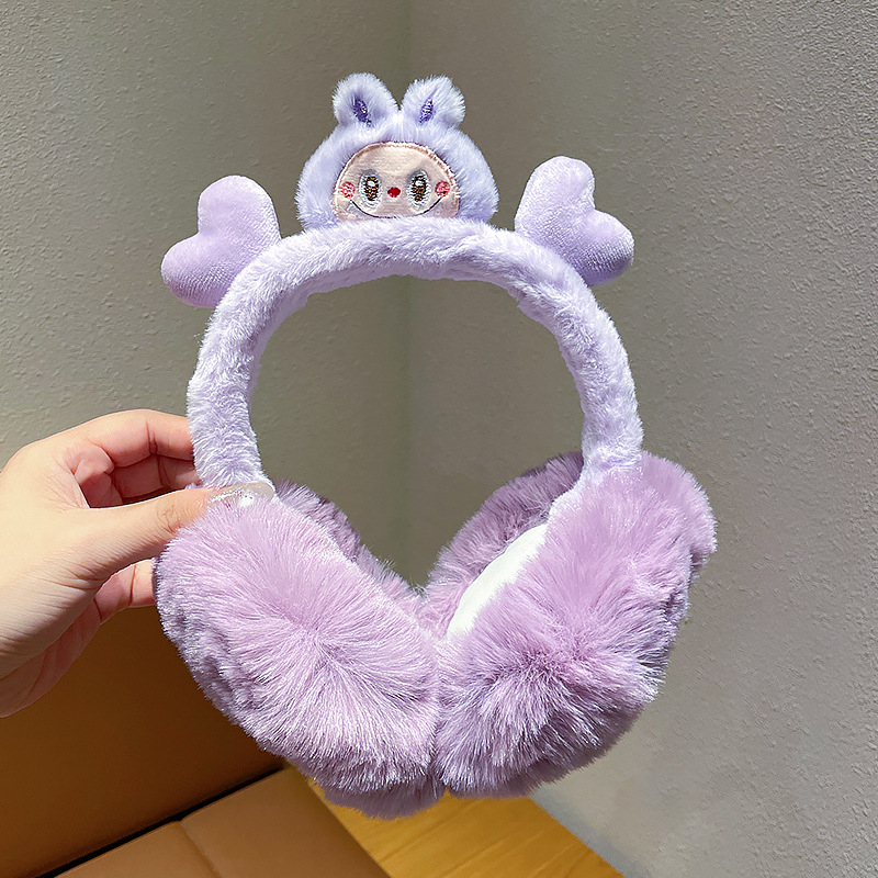 Earmuffs pentru copii – iarnă, căptușeală din pluș, design cartoon, purtare pe spate, anti vânt, mențin căldura