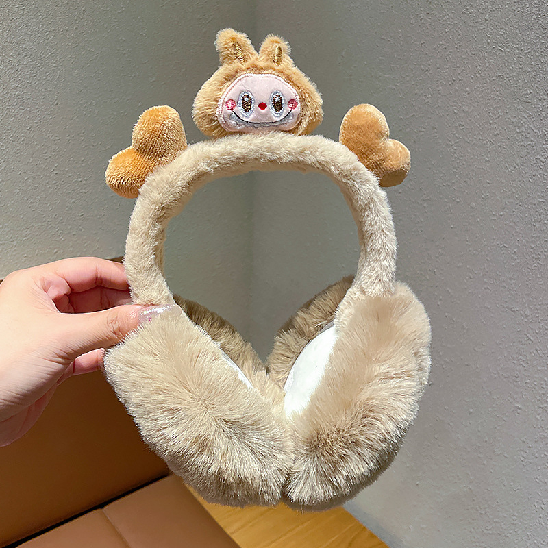 Earmuffs pentru copii – iarnă, căptușeală din pluș, design cartoon, purtare pe spate, anti vânt, mențin căldura