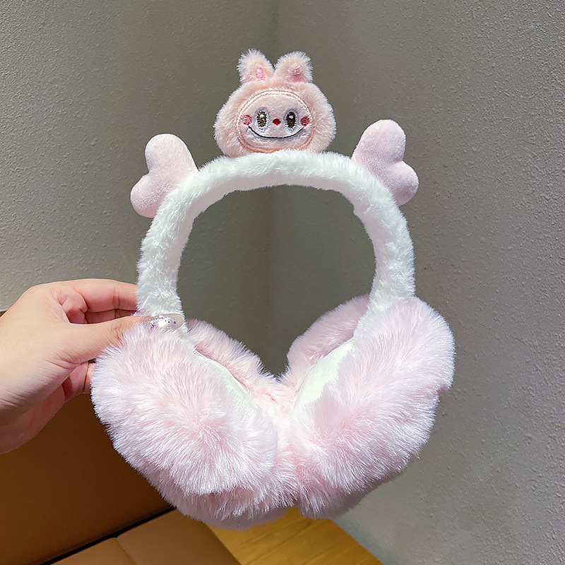 Earmuffs pentru copii – iarnă, căptușeală din pluș, design cartoon, purtare pe spate, anti vânt, mențin căldura